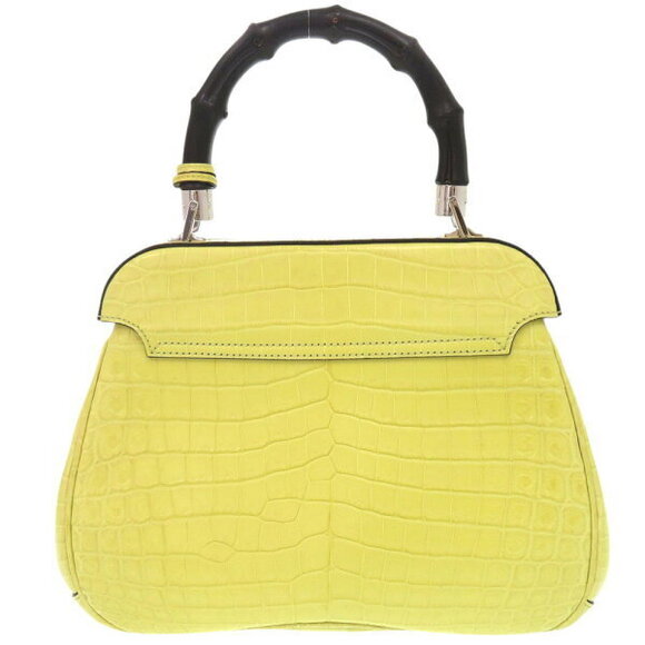 Gucci Bamboo Ladylock Crocodile Yellow Handbag - Picture 3 of 8